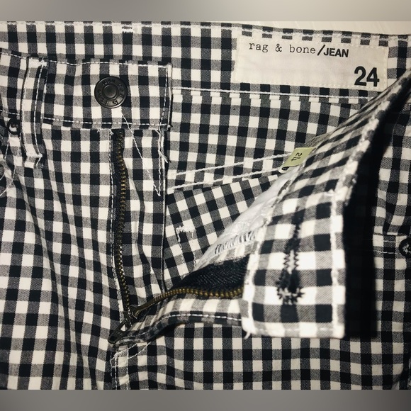 rag & bone NY Skinny Leg Glen Plaid Print Pants in Black and White size 0 - Picture 3 of 16